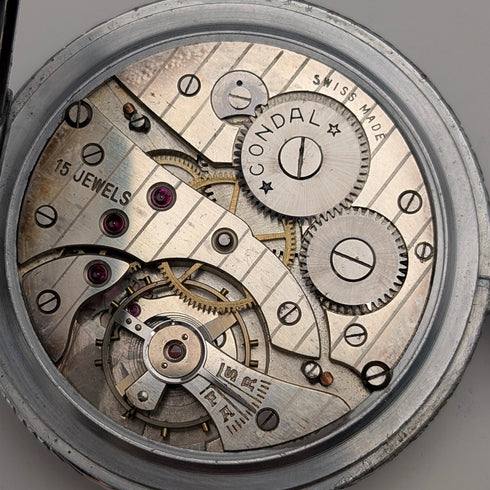 古董瑞士 LANCO 懷錶裝飾藝術合金錶殼,運作良好